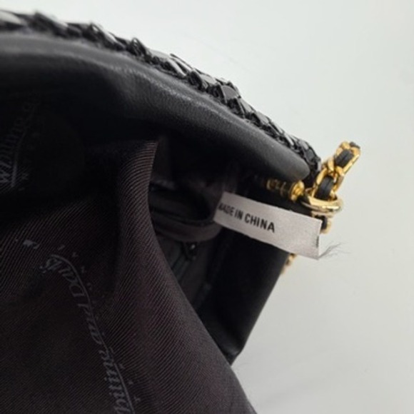 Whiting and Davis Black Mesh Evening‎ Shoulder Bag Gold Chain Clasp - Picture 7 of 10